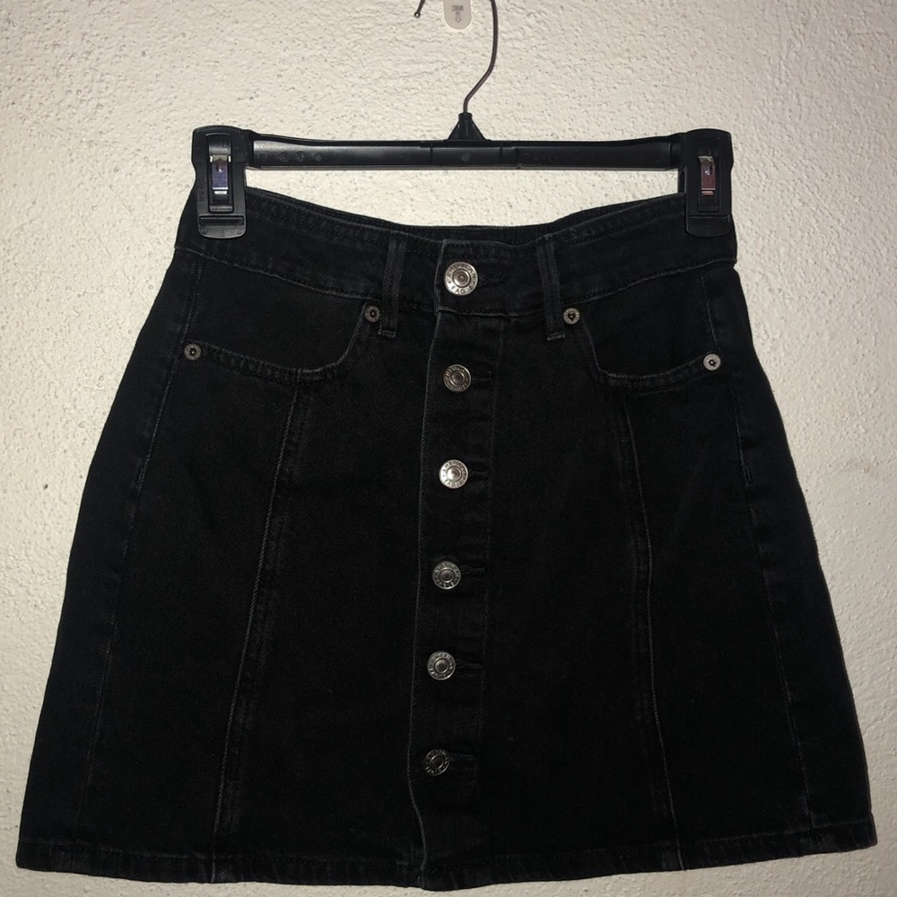 American Eagle Black Hi Rise A Line Denim Skirt
